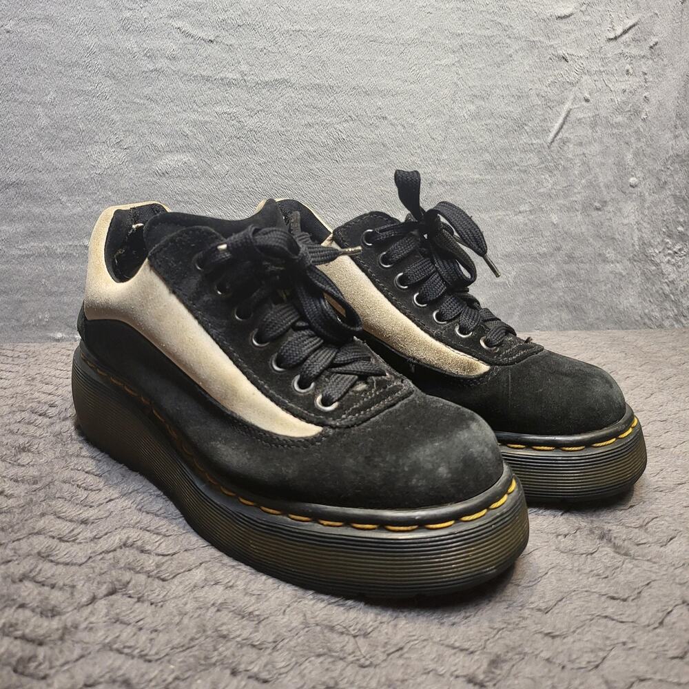 Vintage Dr. Martens Shoes Womens UK 5 Black Suede Platform‎ Lace Up Low Top